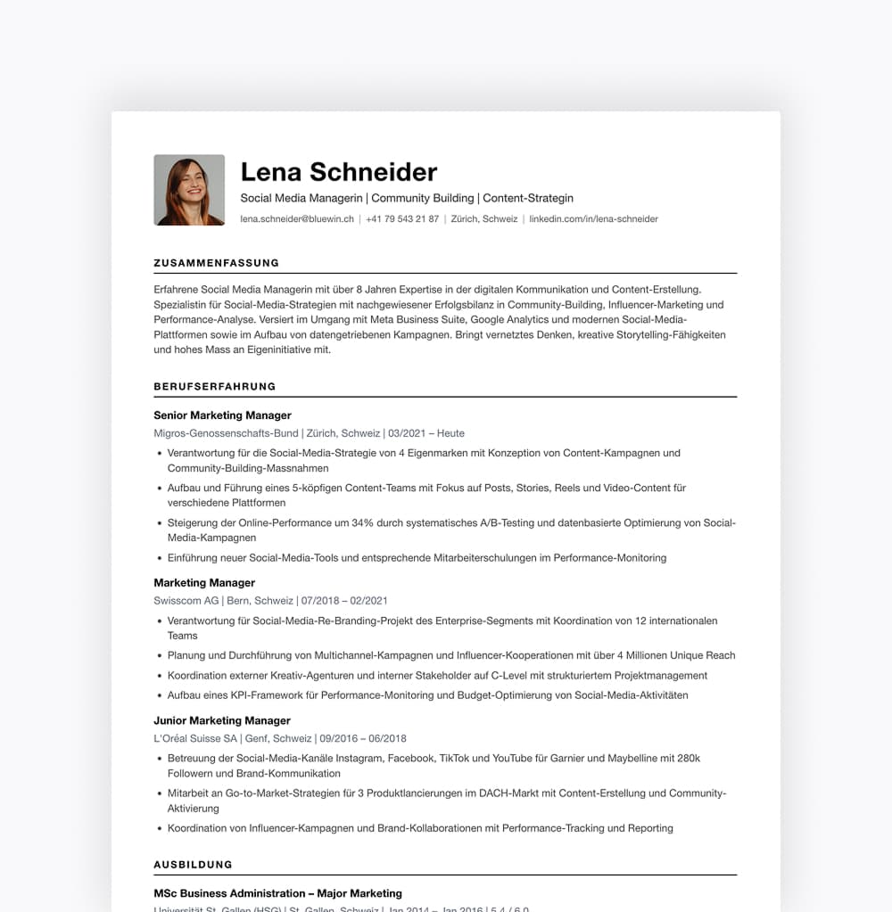 Layout-Vorschau Bewährt